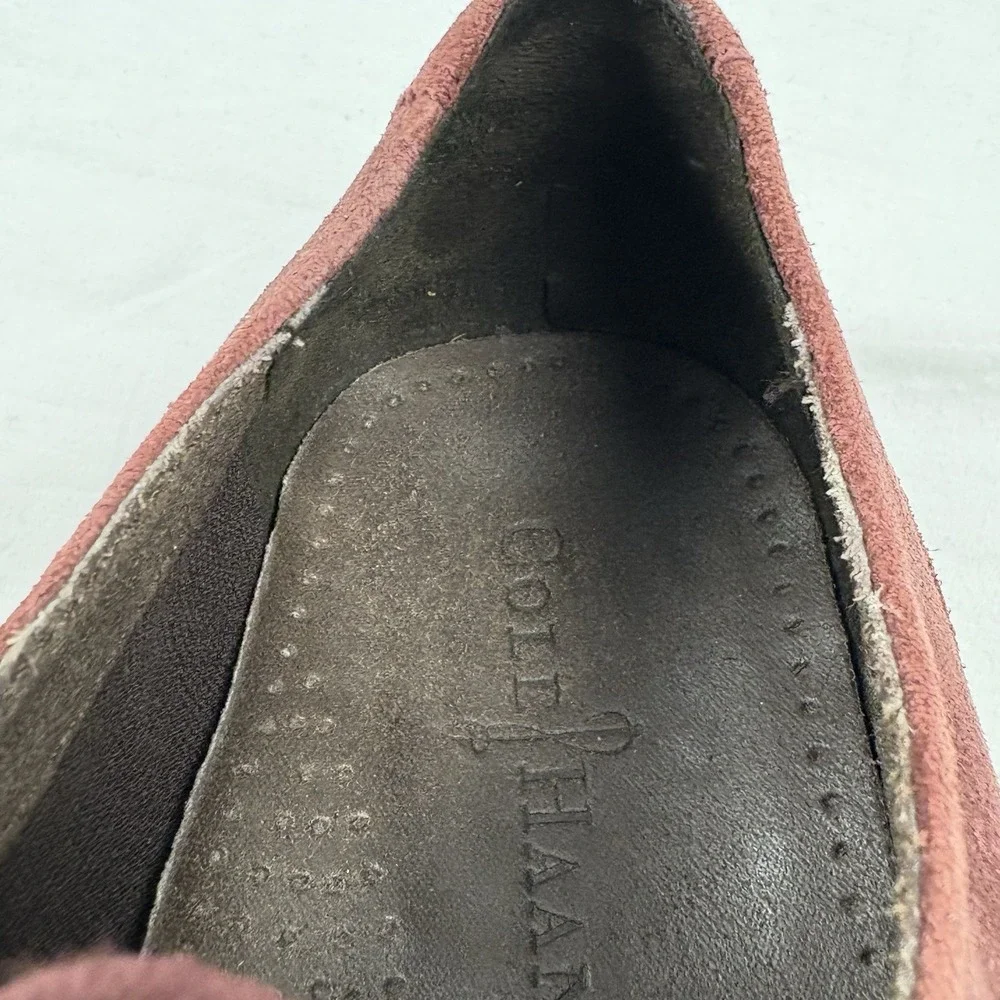 Cole Haan Drake Eva Burgundy Suede Wingtip Oxfords 13M Cobalt Soles/Laces EUC